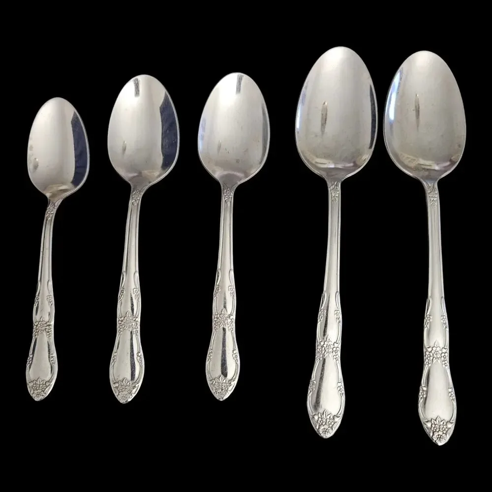 Oneida Community Stainless Flatware Serving Spoon Teaspoon Lot of 5